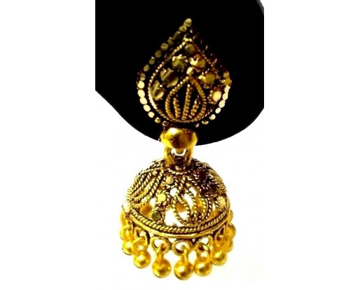 Golden Oxidized Earrings Jhumka Jhumki Jewelry Bollywood Drop Dangle Long EA178
